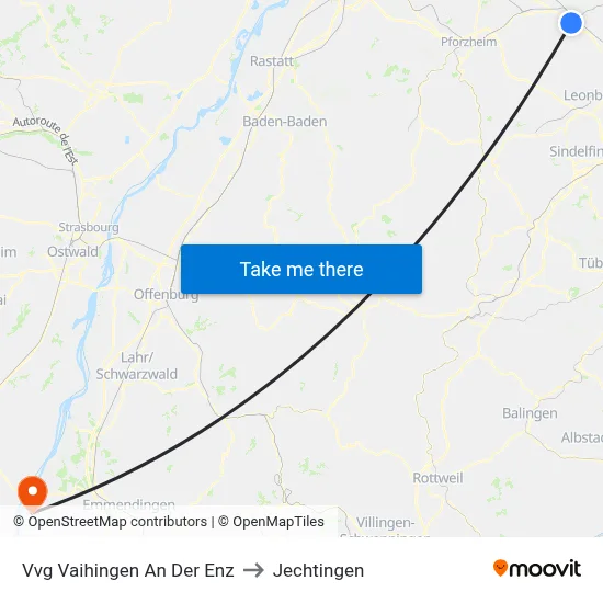 Vvg Vaihingen An Der Enz to Jechtingen map