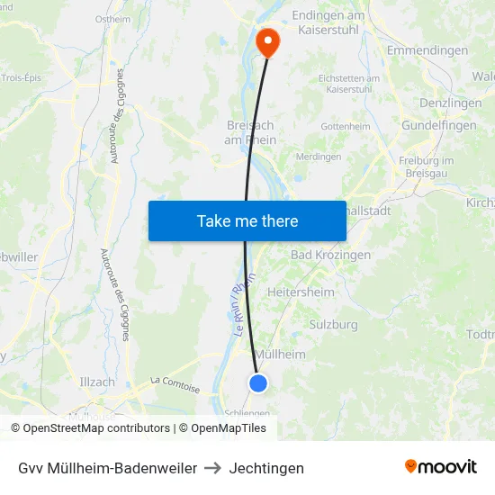 Gvv Müllheim-Badenweiler to Jechtingen map