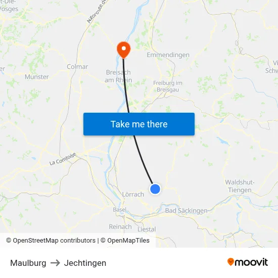 Maulburg to Jechtingen map