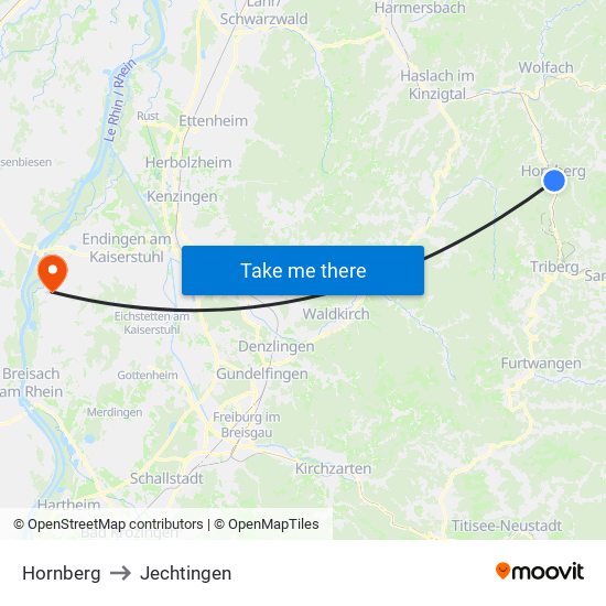 Hornberg to Jechtingen map