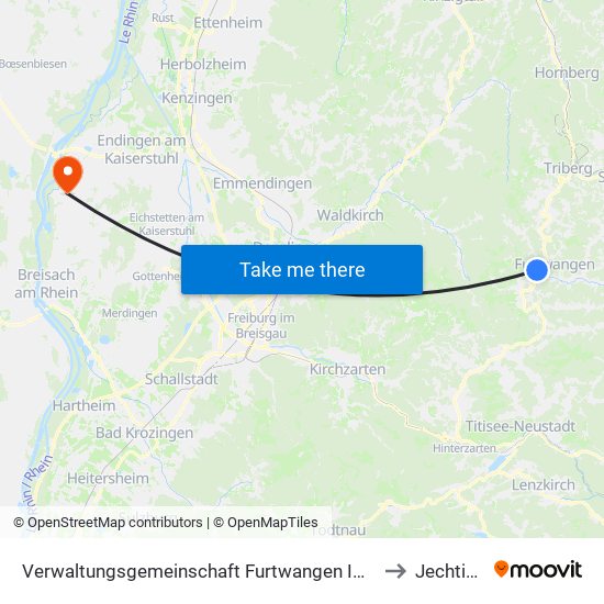 Verwaltungsgemeinschaft Furtwangen Im Schwarzwald to Jechtingen map