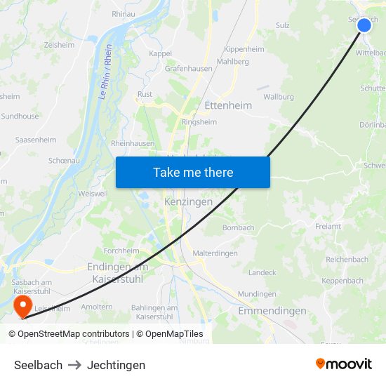 Seelbach to Jechtingen map