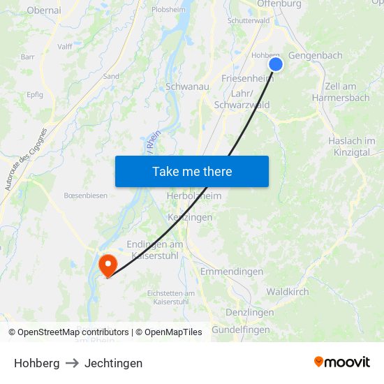 Hohberg to Jechtingen map