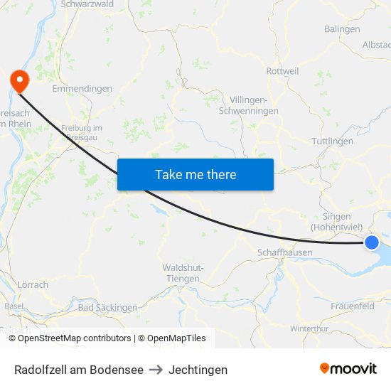 Radolfzell am Bodensee to Jechtingen map