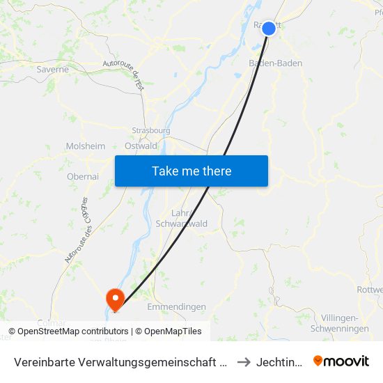 Vereinbarte Verwaltungsgemeinschaft Rastatt to Jechtingen map