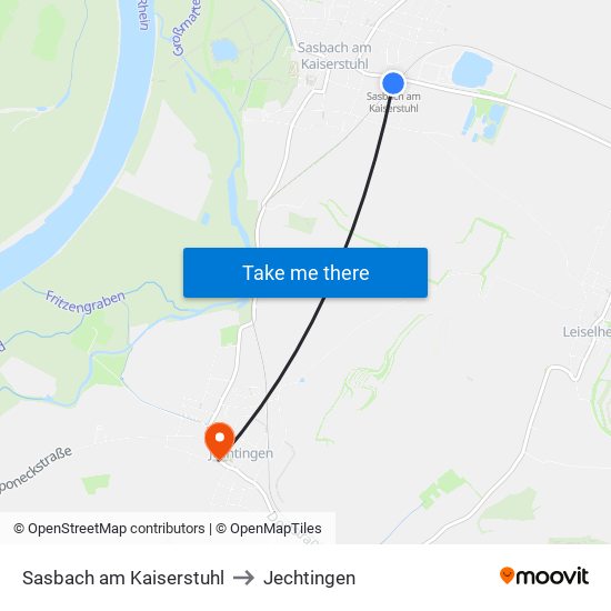 Sasbach am Kaiserstuhl to Jechtingen map