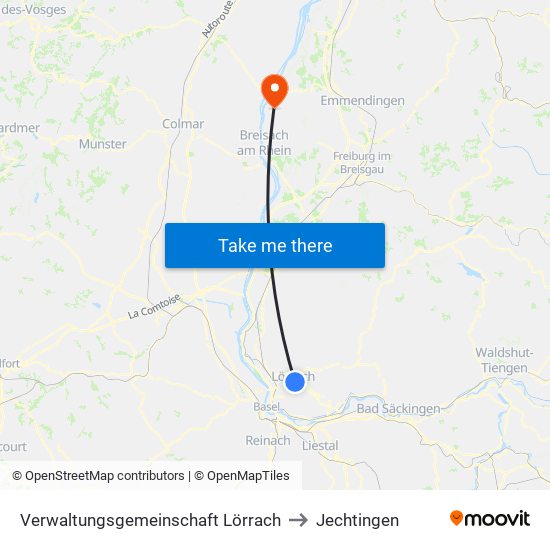 Verwaltungsgemeinschaft Lörrach to Jechtingen map