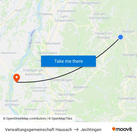 Verwaltungsgemeinschaft Hausach to Jechtingen map