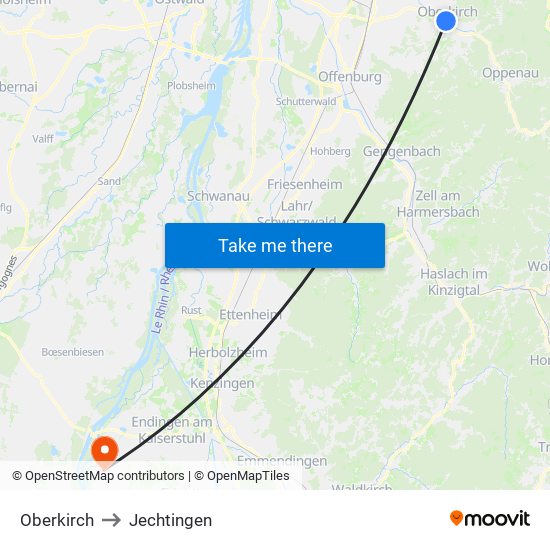 Oberkirch to Jechtingen map