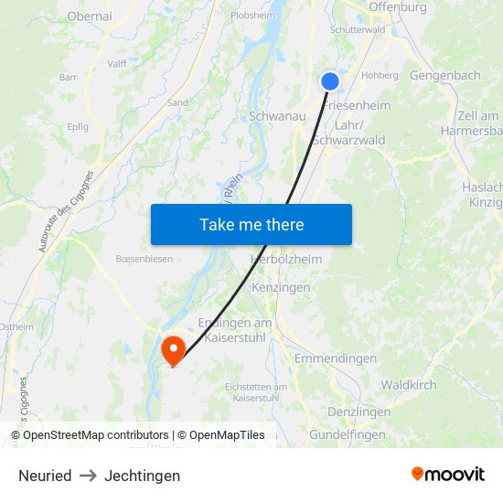Neuried to Jechtingen map