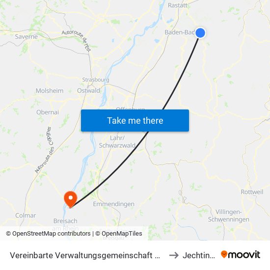 Vereinbarte Verwaltungsgemeinschaft Gernsbach to Jechtingen map