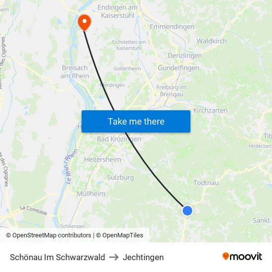 Schönau Im Schwarzwald to Jechtingen map