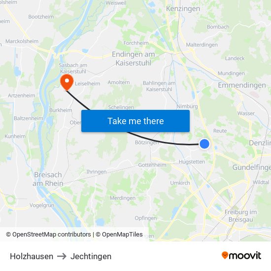 Holzhausen to Jechtingen map