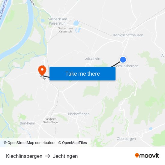 Kiechlinsbergen to Jechtingen map
