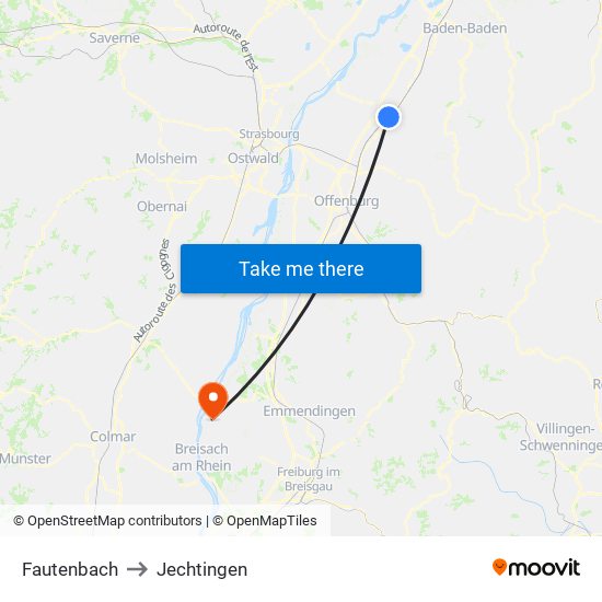 Fautenbach to Jechtingen map