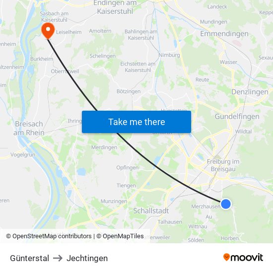 Günterstal to Jechtingen map