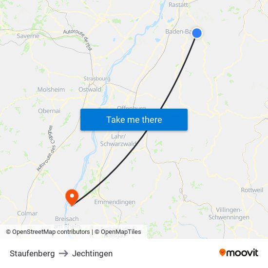 Staufenberg to Jechtingen map