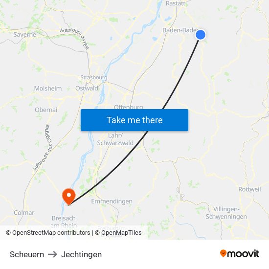 Scheuern to Jechtingen map