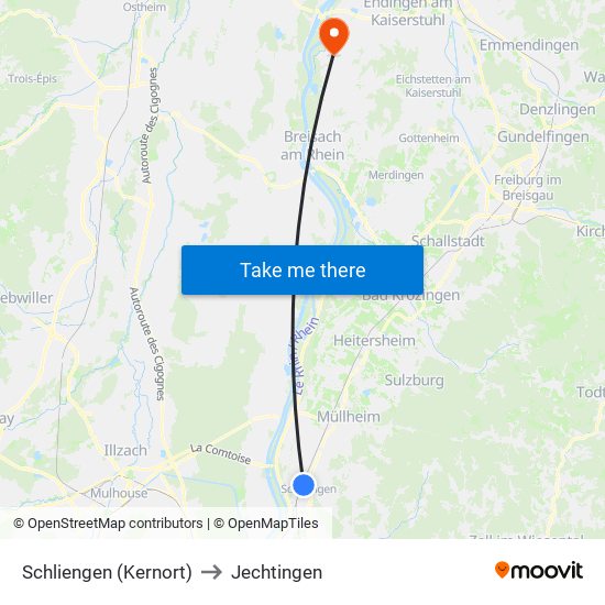 Schliengen (Kernort) to Jechtingen map