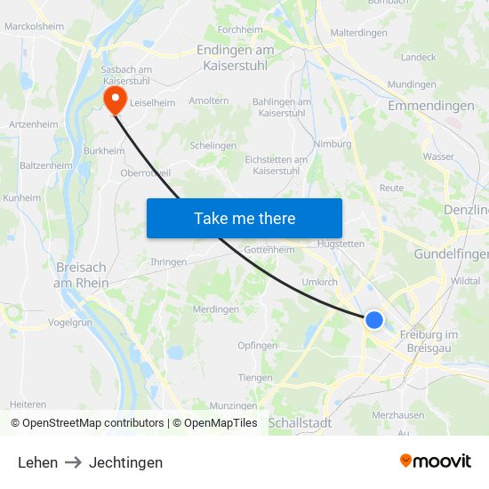 Lehen to Jechtingen map