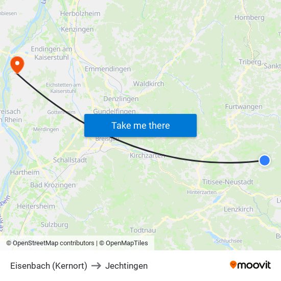 Eisenbach (Kernort) to Jechtingen map