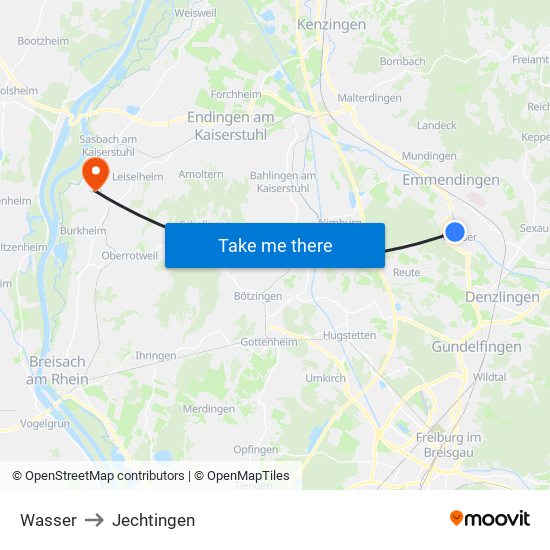 Wasser to Jechtingen map