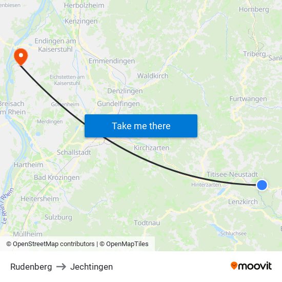 Rudenberg to Jechtingen map