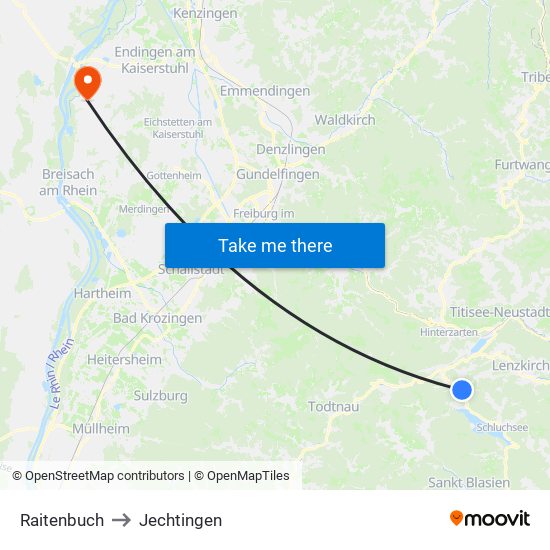 Raitenbuch to Jechtingen map