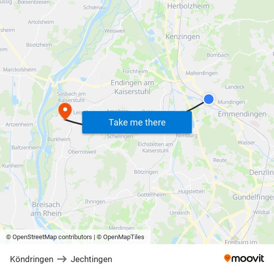 Köndringen to Jechtingen map