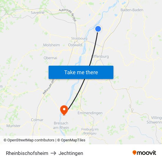 Rheinbischofsheim to Jechtingen map