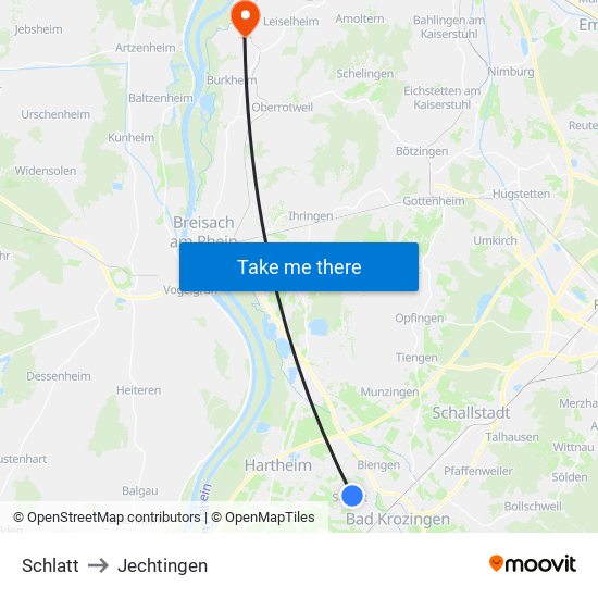 Schlatt to Jechtingen map