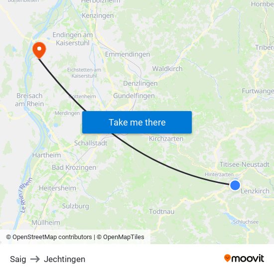 Saig to Jechtingen map