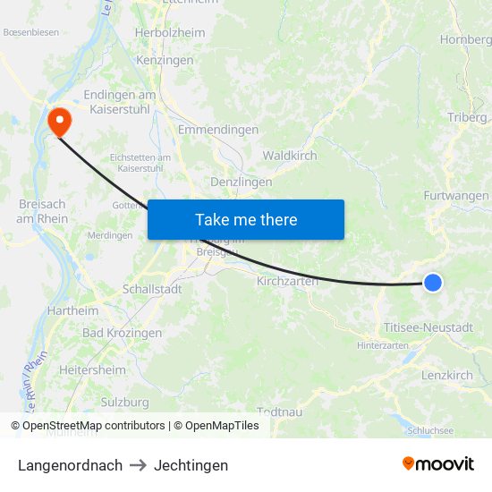 Langenordnach to Jechtingen map