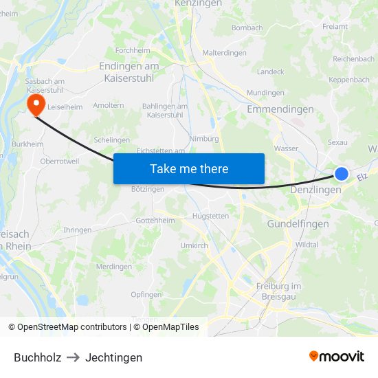 Buchholz to Jechtingen map