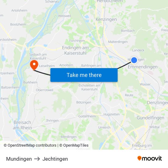 Mundingen to Jechtingen map