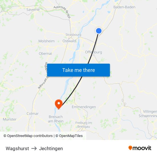 Wagshurst to Jechtingen map