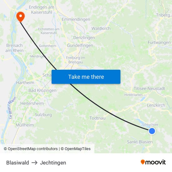 Blasiwald to Jechtingen map