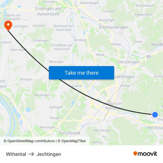 Wittental to Jechtingen map