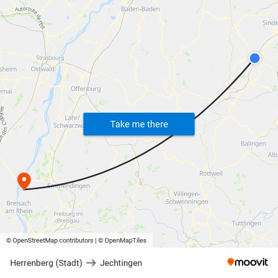 Herrenberg (Stadt) to Jechtingen map