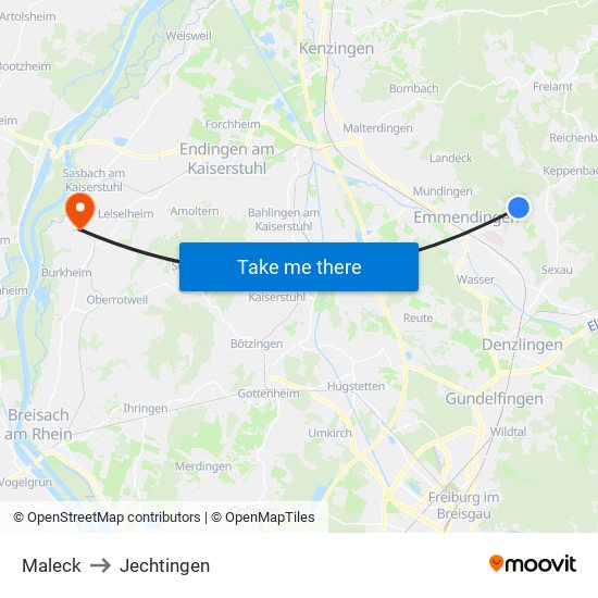 Maleck to Jechtingen map