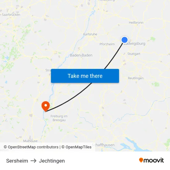 Sersheim to Jechtingen map