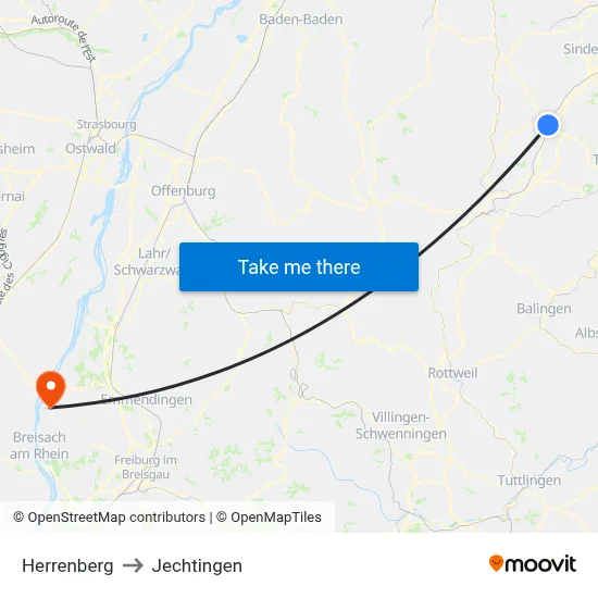 Herrenberg to Jechtingen map