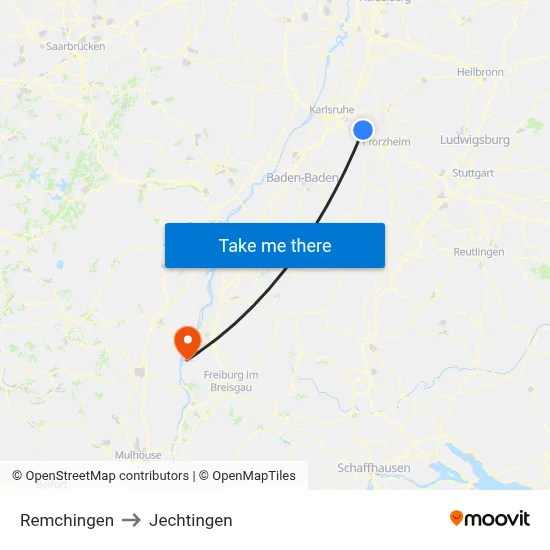 Remchingen to Jechtingen map
