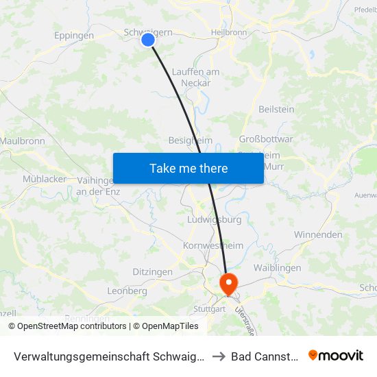 Verwaltungsgemeinschaft Schwaigern to Bad Cannstatt map