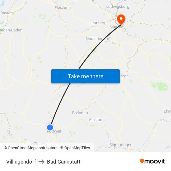 Villingendorf to Bad Cannstatt map