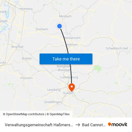 Verwaltungsgemeinschaft Haßmersheim to Bad Cannstatt map