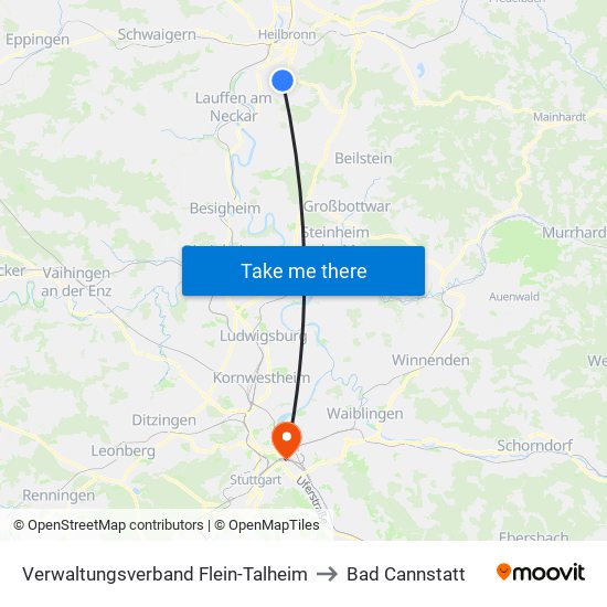 Verwaltungsverband Flein-Talheim to Bad Cannstatt map