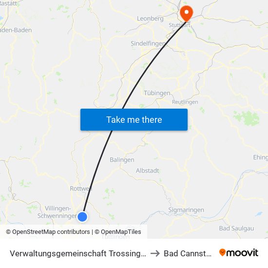 Verwaltungsgemeinschaft Trossingen to Bad Cannstatt map