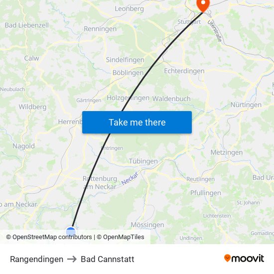 Rangendingen to Bad Cannstatt map
