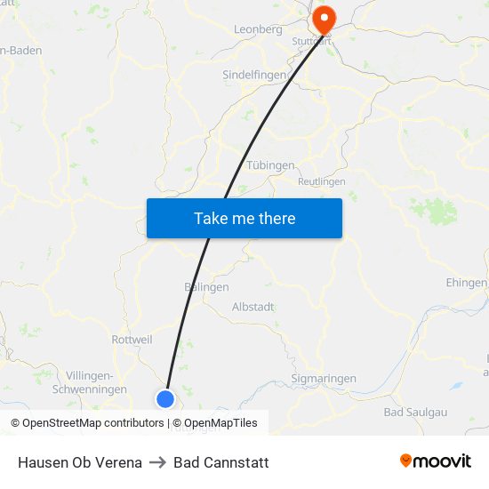 Hausen Ob Verena to Bad Cannstatt map